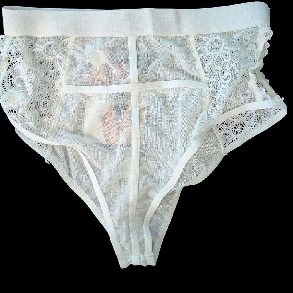 Naked Wardrobe White Lace Lingerie Set With Halter Top And Matching Bottoms Nwt - Picture 6 of 6